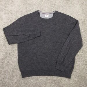 Faherty Sweater Mens Large Charcoal Cotton Cashmere Knit Crew Neck Pullover EUC